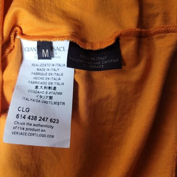 AuthenticVersace Medusa Crewneck Black Embroiderd Logo Men's Size M Orange Rare - Picture 6 of 10